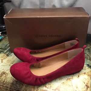 Audrey Brooke red suede flats
